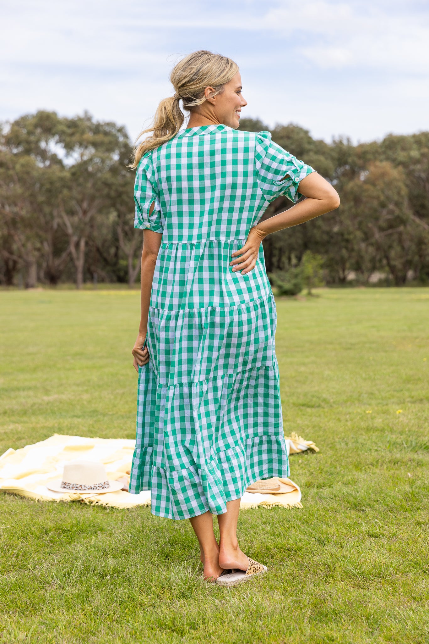 Caprice Dress - Green Gingham